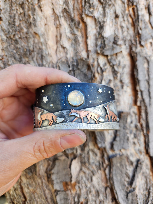 Whale and fox with moon custom