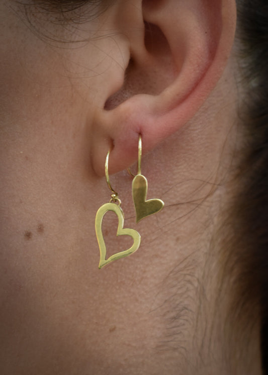 Open and Closed Selkie Heart Earrings